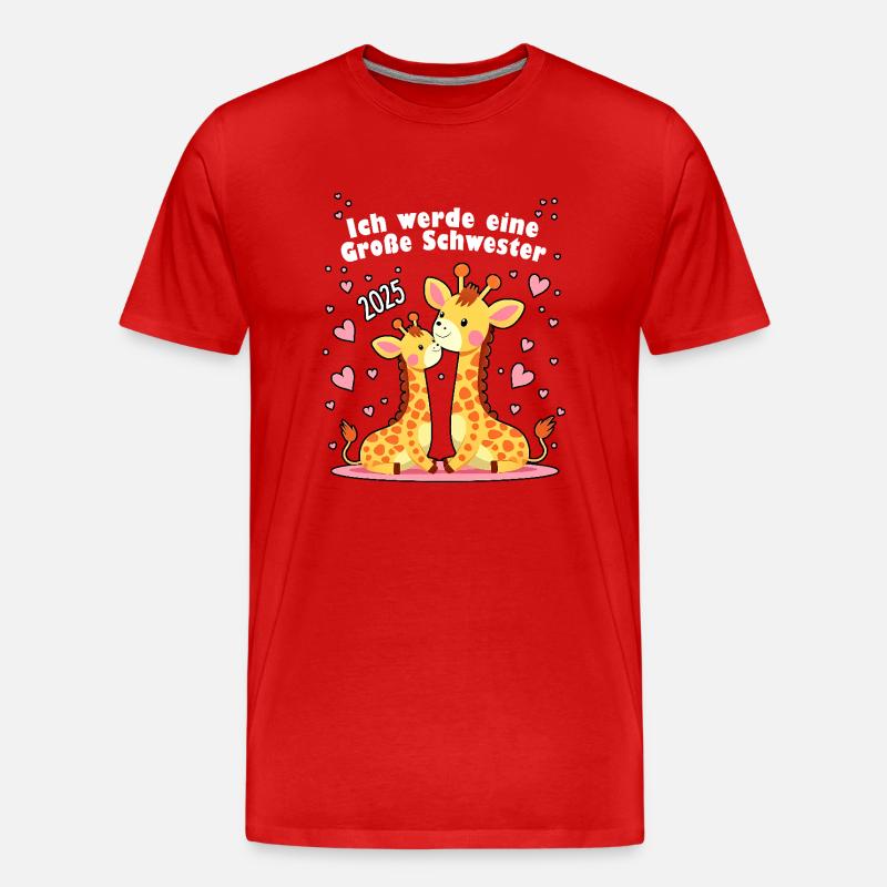 Ich werde große Schwester 2025 - Männer Premium Bio T-Shirt - Rot