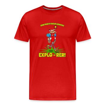 Explo-rer Funny Adventures Randonneur et Excursion - T-shirt bio Premium Homme - rouge - Devant - Damien (186cm)