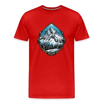 Alps Mountain Peaks - Men's Premium Organic T-Shirt - red - Front - Damien (186cm)