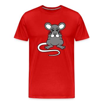 Mouse Nasty Angry Frustrated Aggressive Middle Finger - Men's Premium Organic T-Shirt - red - Front - Damien (186cm)