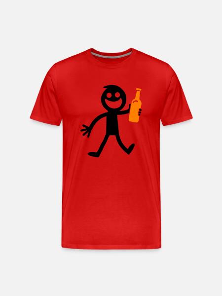 Bier Trinken Strichmännchen - Männer Premium Bio T-Shirt - Rot