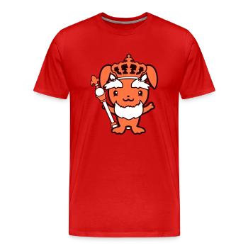 Lapin Roi Couronne Vieux Sceptre Souverain Chef - T-shirt bio Premium Homme - rouge - Devant - Damien (186cm)