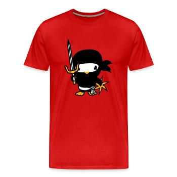 Bird Ninja Fighter Assassin Sword Ninja Star - Men's Premium Organic T-Shirt - red - Front - Damien (186cm)