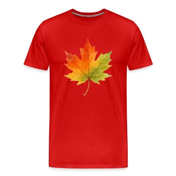 Leaf Maple Leaf Watercolor 1 - Men's Premium Organic T-Shirt - red - Front - Damien (186cm)