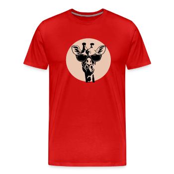 Girafe à lunettes - T-shirt bio Premium Homme - rouge - Devant - Damien (186cm)