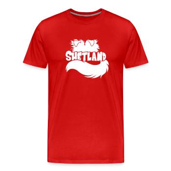Abbildung Shetland - White - Männer Premium Bio T-Shirt - Rot - Vorne - Damien (186cm)