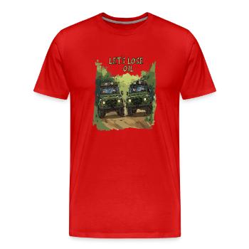 Defender Land 4x4 Rover Off Road Off-Road Offroad - Männer Premium Bio T-Shirt - Rot - Vorne - Damien (186cm)
