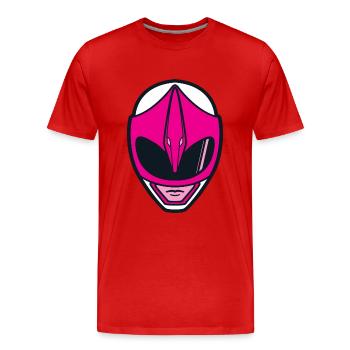 Power Rangers Casque De Ranger Rose Costume - T-shirt bio Premium Homme - rouge - Devant - Damien (186cm)