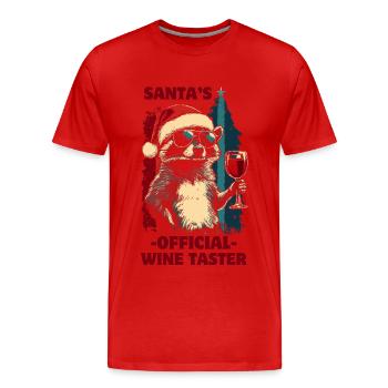 Wein Weihnachten Lustiger Spruch Waschbär - Männer Premium Bio T-Shirt - Rot - Vorne - Damien (186cm)