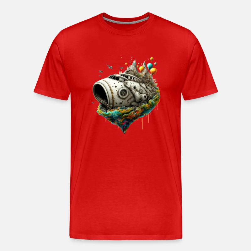 Micro World - Schiff - Männer Premium Bio T-Shirt - Rot