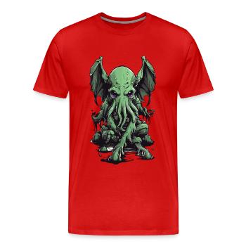 Monstre visqueux des tentacules d’Halloween Cthulhu - T-shirt bio Premium Homme - rouge - Devant - Damien (186cm)