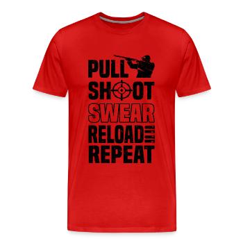 Schießsport | Tontaubenschießen Skeet Geschenkidee - Männer Premium Bio T-Shirt - Rot - Vorne - Damien (186cm)