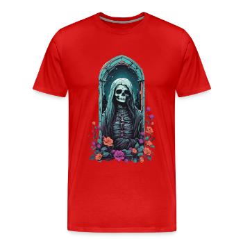 Gothique Pastel squelette Dame victorien Halloween - T-shirt bio Premium Homme - rouge - Devant - Damien (186cm)