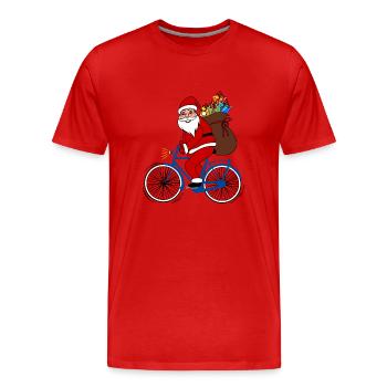 Santa avec le vélo - T-shirt bio Premium Homme - rouge - Devant - Damien (186cm)