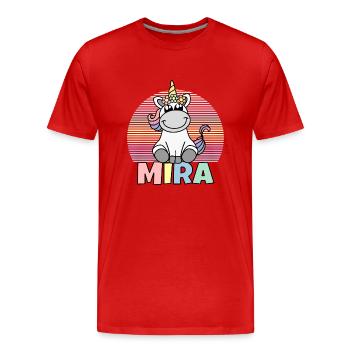 Mira Einhorn Name - Männer Premium Bio T-Shirt - Rot - Vorne - Damien (186cm)