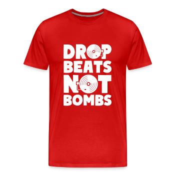 Drop Beats Not Bombs House Musique Techno - T-shirt bio Premium Homme - rouge - Devant - Damien (186cm)