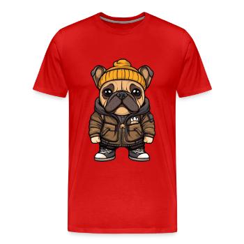 Bulldog Dog Stylish - Men's Premium Organic T-Shirt - red - Front - Damien (186cm)