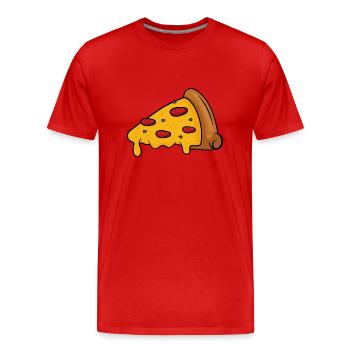 Pizza Illustration lecker Pizzastück - Männer Premium Bio T-Shirt - Rot - Vorne - Damien (186cm)