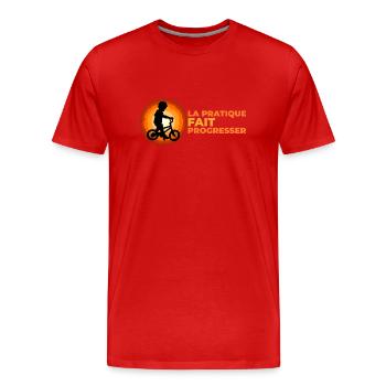 La pratique fait progresser - T-shirt bio Premium Homme - rouge - Devant - Damien (186cm)