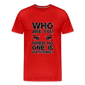 QUI ÊTES-VOUS QUAND PERSONNE NE REGARDE - Eyes - T-shirt bio Premium Homme - rouge - Devant - Damien (186cm)