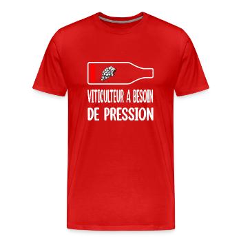 Viticulteur a besoin de pression t-shirt - T-shirt bio Premium Homme - rouge - Devant - Damien (186cm)