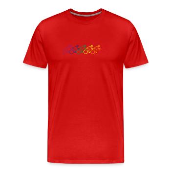 Roulez avec fierté - autocollant coloré pour motos de route - T-shirt bio Premium Homme - rouge - Devant - Damien (186cm)