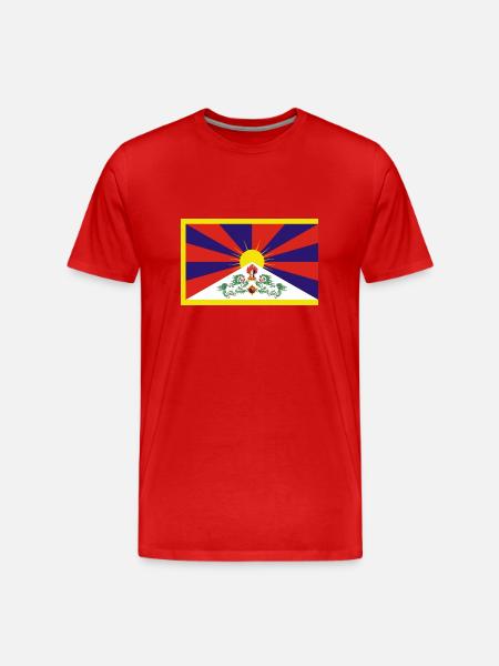 Tibet Flag - Herre Premium T-shirt økologisk - rød
