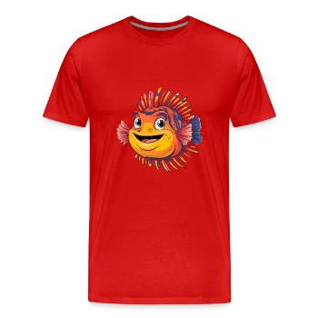 Poisson-lion rieur coloré Poisson corail - T-shirt bio Premium Homme - rouge - Devant - Damien (186cm)