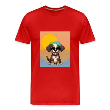 Lustiger Hund - Männer Premium Bio T-Shirt - Rot - Vorne - Damien (186cm)