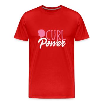 Curly Hair Afro Curls Natural Hair - Men's Premium Organic T-Shirt - red - Front - Damien (186cm)