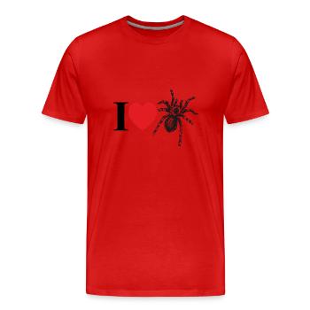Ich liebe Spinnen mit Herz und Spinnensilhouette - Männer Premium Bio T-Shirt - Rot - Vorne - Damien (186cm)