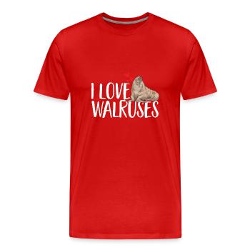 Walrus - Men's Premium Organic T-Shirt - red - Front - Damien (186cm)