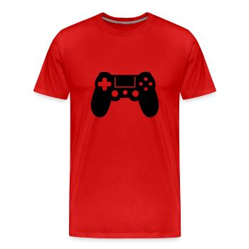manette de jeux vidéo - T-shirt bio Premium Homme - rouge - Devant - Damien (186cm)