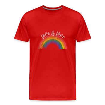 love is love LGBTQ Regenbogen Pride - Männer Premium Bio T-Shirt - Rot - Vorne - Damien (186cm)
