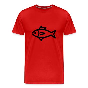Fisch - Männer Premium Bio T-Shirt - Rot - Vorne - Damien (186cm)