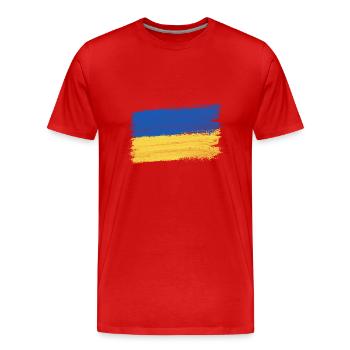 Ukraine Flagge Frieden Unterstützung Kiew Krieg - Männer Premium Bio T-Shirt - Rot - Vorne - Damien (186cm)