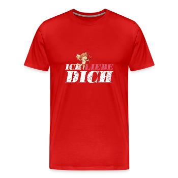 Ich Liebe Dich Amor - Männer Premium Bio T-Shirt - Rot - Vorne - Damien (186cm)