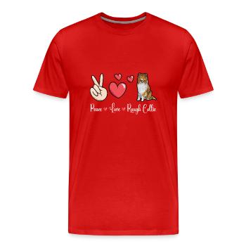Longhair Collie Rough Collie Dog - Men's Premium Organic T-Shirt - red - Front - Damien (186cm)