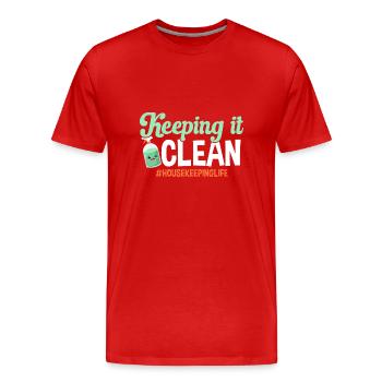 Domestic help, cleaner, housekeeper - Men's Premium Organic T-Shirt - red - Front - Damien (186cm)