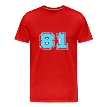 81 Number number - Men's Premium Organic T-Shirt - red - Front - Damien (186cm)
