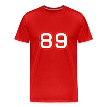 89 Number Symbol - Men's Premium Organic T-Shirt - red - Front - Damien (186cm)