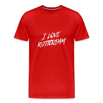 J’adore Rotterdam - T-shirt bio Premium Homme - rouge - Devant - Damien (186cm)