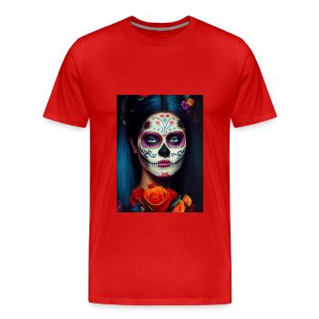 Dia de los muertos, Jour de la mort - T-shirt bio Premium Homme - rouge - Devant - Damien (186cm)