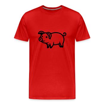 pig - Men's Premium Organic T-Shirt - red - Front - Damien (186cm)