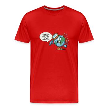 Lustig Geografie Die ganze Welt auf den Schultern - Männer Premium Bio T-Shirt - Rot - Vorne - Damien (186cm)