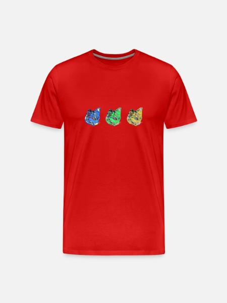katze, blau ,malerei, ,kätzchen,warhol,pop-art - Männer Premium Bio T-Shirt - Rot