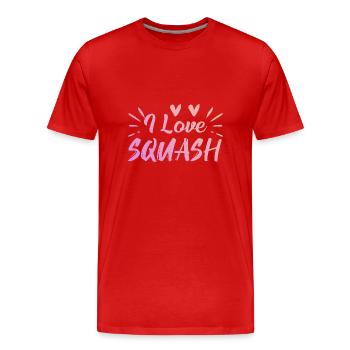 Ich liebe Squash - Männer Premium Bio T-Shirt - Rot - Vorne - Damien (186cm)