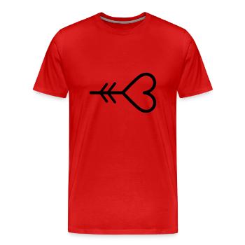 Herz-Pfeil - Männer Premium Bio T-Shirt - Rot - Vorne - Damien (186cm)