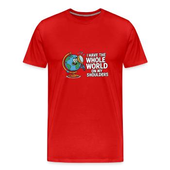 Lustig Geografie Die ganze Welt auf den Schultern - Männer Premium Bio T-Shirt - Rot - Vorne - Damien (186cm)