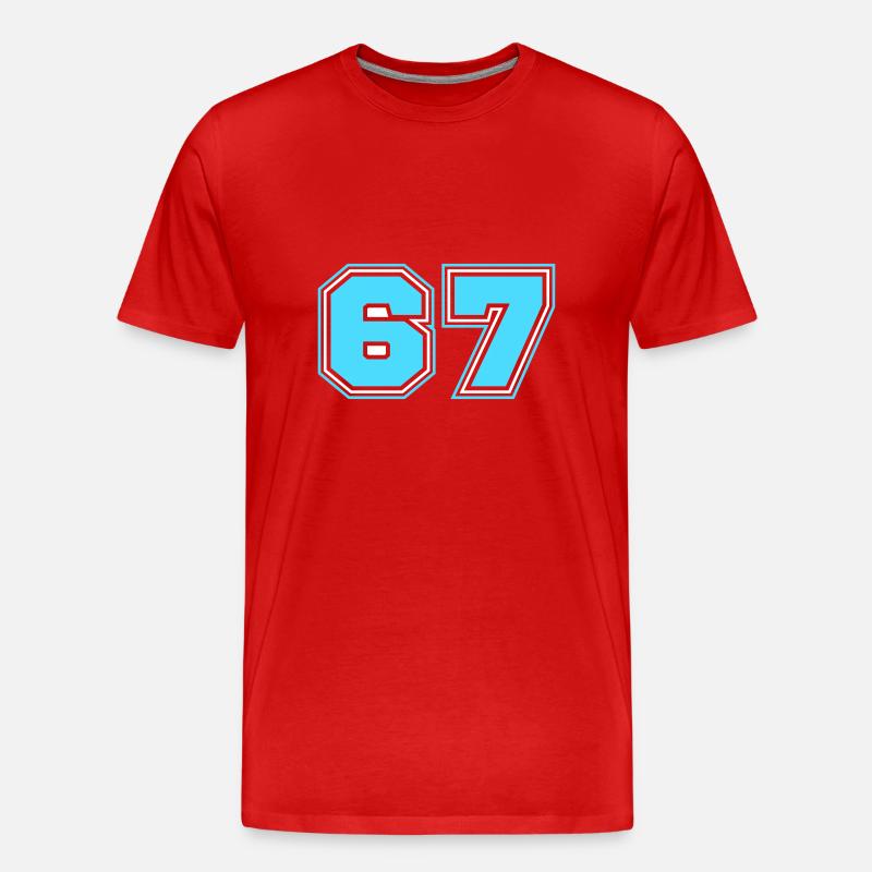 67 Zahl nummer - Männer Premium Bio T-Shirt - Rot